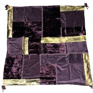 Plum &‎ Gold Patchwork Table Cloth 49x49 Inches CBK  India Boho Throw